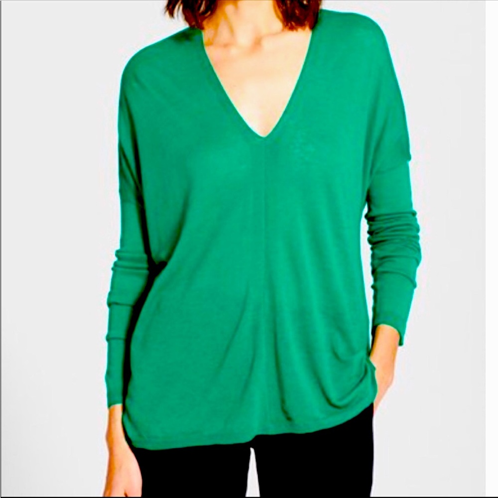 Green V-neck Sweater